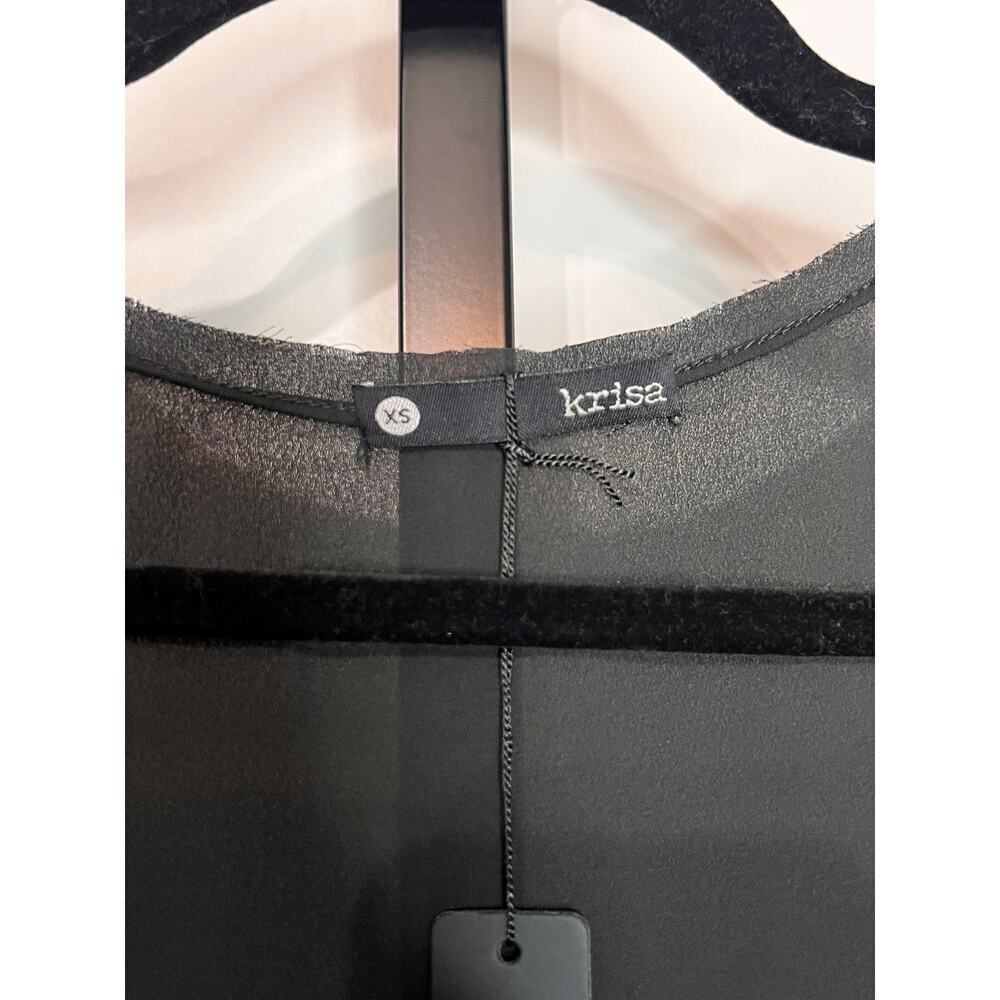☀️Krisa Sleeveless Scoop Neck Sheer Tunic Tank Top Black Women's Size XS NWT - Picture 4 of 8